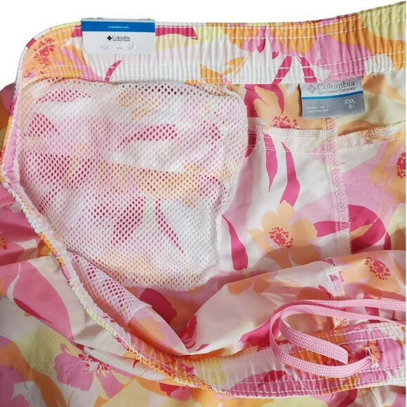 New Columbia Shorts Tropical Floral Pink Yellow Orange Womens 2X XXL Hawaiian - Picture 8 of 15